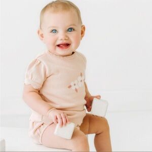 Feltman Brothers Girls Flower Knit Set Blush 24 months